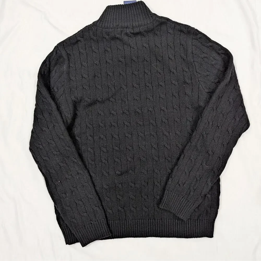 Polo Ralph Lauren Men's Wool/Cashmere Cable Knit 1/4 Zip Sweater - Black - NWT - Picture 9 of 9